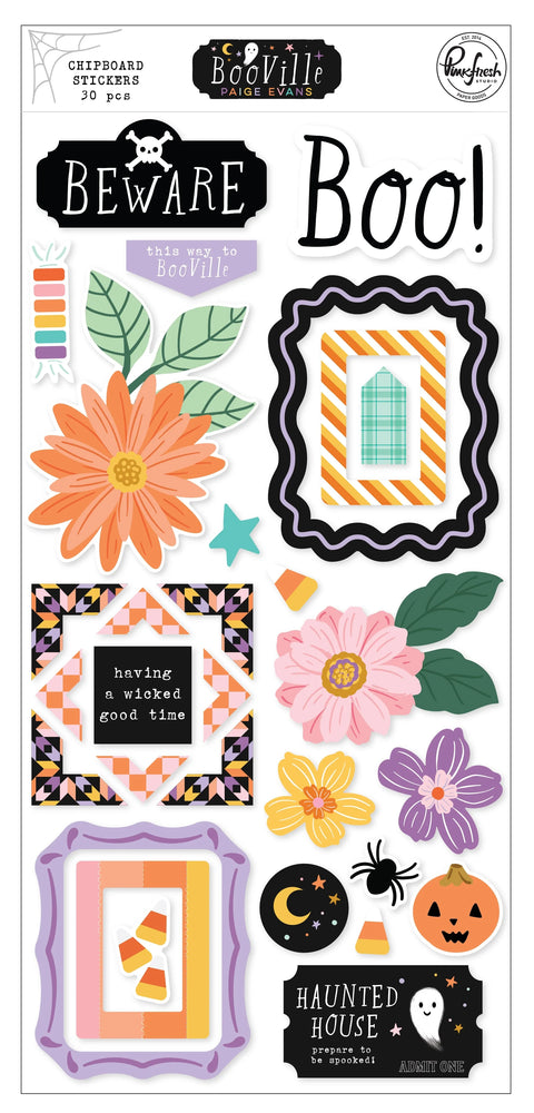 Pinkfresh Studio BooVille by Paige Evans - Chipboard Stickers