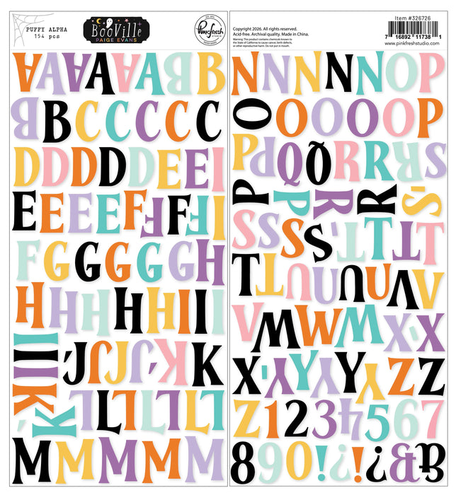 Pinkfresh Studio BooVille by Paige Evans - Puffy Alpha Stickers