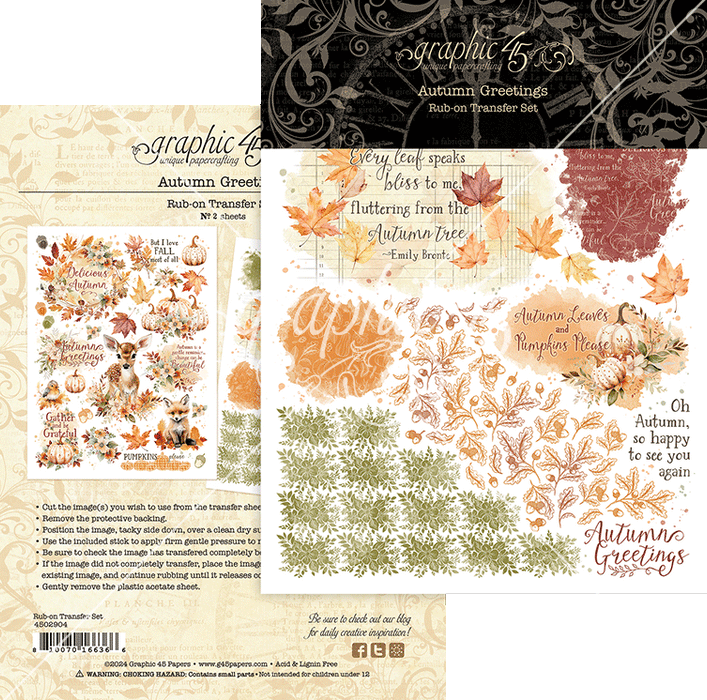 Graphic 45 Autumn Greetings - Rub-On Transfers