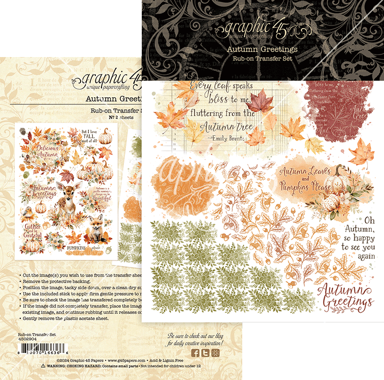 Graphic 45 Autumn Greetings - Rub-On Transfers