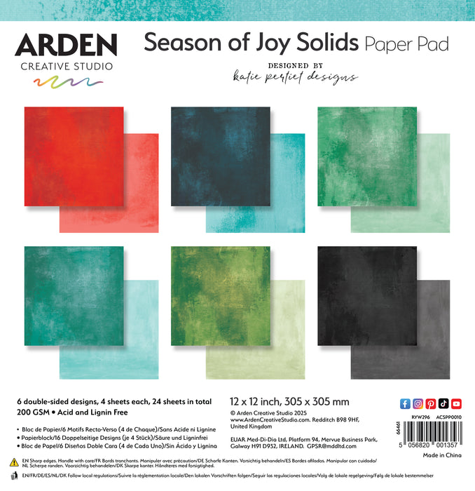 Arden Creative Studio Season Of Joy - 12x12 Solids Collection Paper Pad