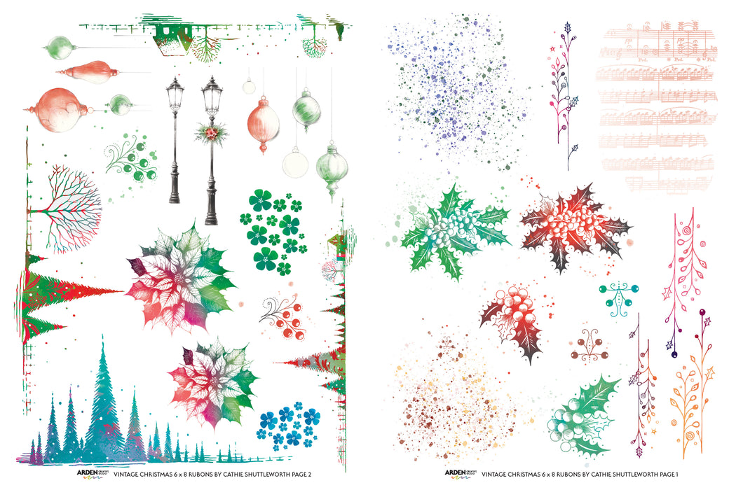 Arden Creative Studio Vintage Christmas - Rub-On Transfer Set