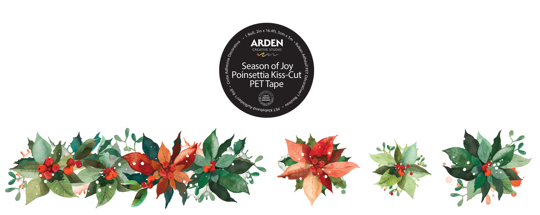 Arden Creative Studio Season Of Joy - Poinsettia Kiss Cut PET Tape