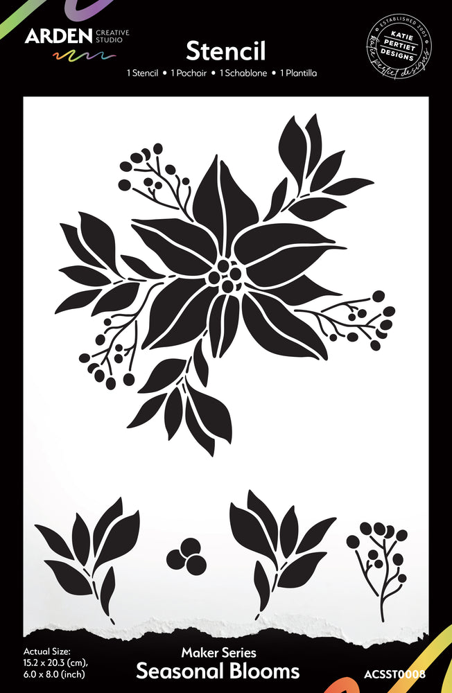 Arden Creative Studio Season Of Joy - Seasonal Blooms 6x8 Stencil