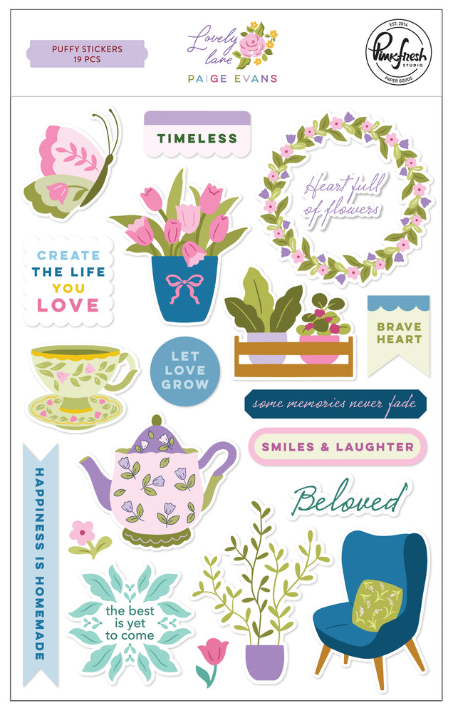 Pinkfresh Studio Lovely Lane by Paige Evans - Puffy Stickers