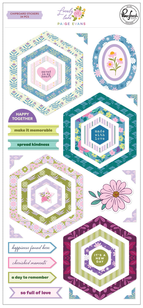 Pinkfresh Studio Lovely Lane by Paige Evans - Chipboard Stickers