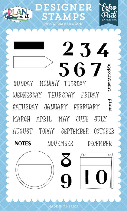 Echo Park Plan On It - Calendar Memo Stamps