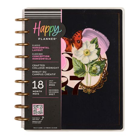 Me & My Big Ideas Happy Planner - Crafted Collage Midnight Classic Planner 18 Month Jul 26 - Dec 27
