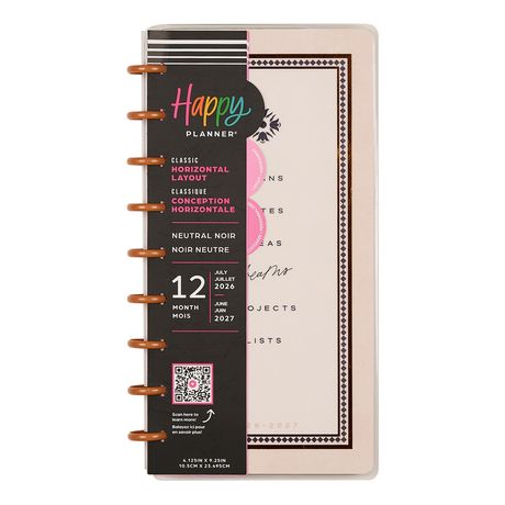 Me & My Big Ideas Happy Planner - Neutral Noir Skinny Planner 12 Month Jul 26 - Jun 27