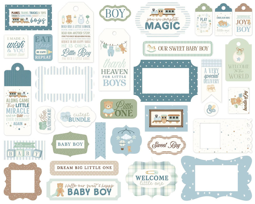 Carta Bella Little Lullabies Baby Boy - Ephemera Tags & Frames