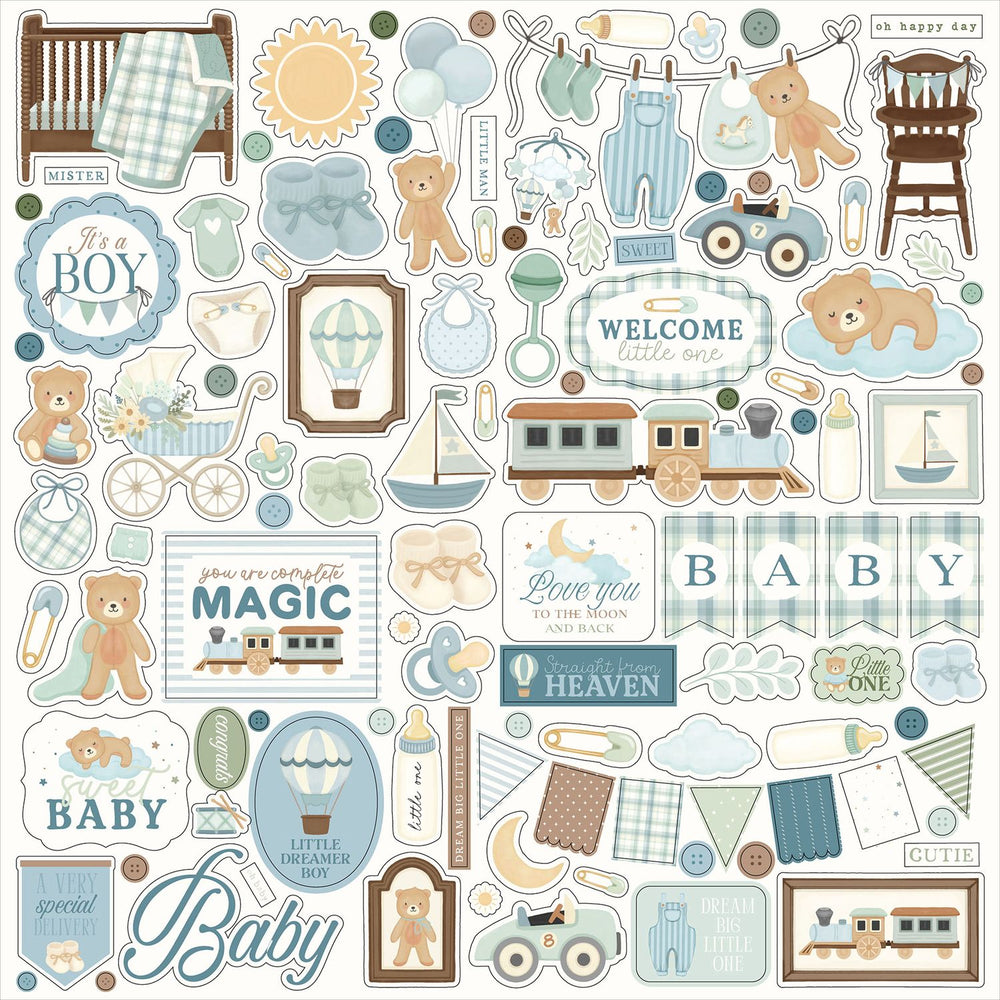 Carta Bella Little Lullabies Baby Boy - Element Stickers