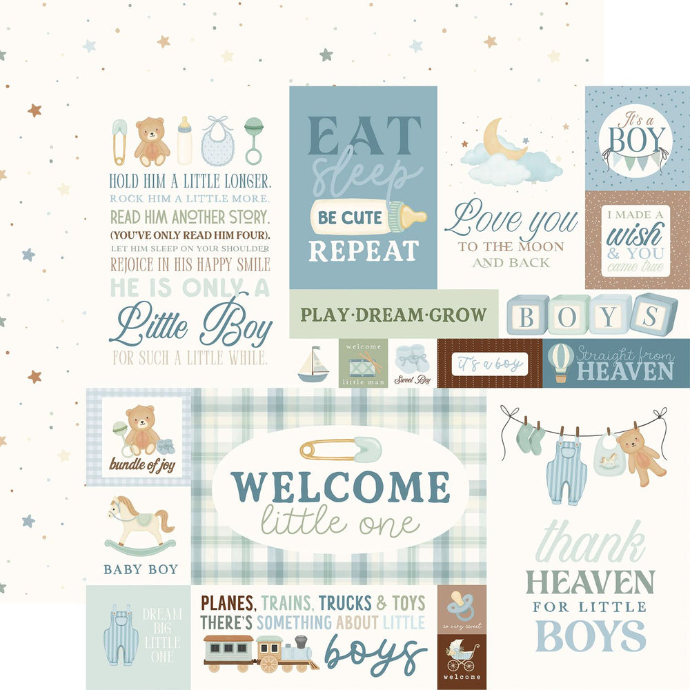 Carta Bella Little Lullabies Baby Boy - Baby Boy Journaling Cards
