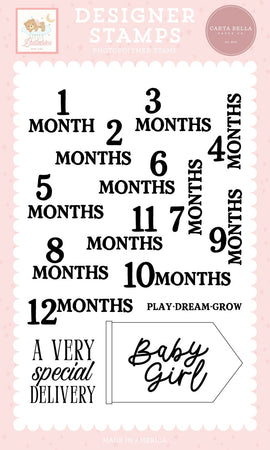 Carta Bella Little Lullabies Baby Girl - Baby Girl Months Stamps