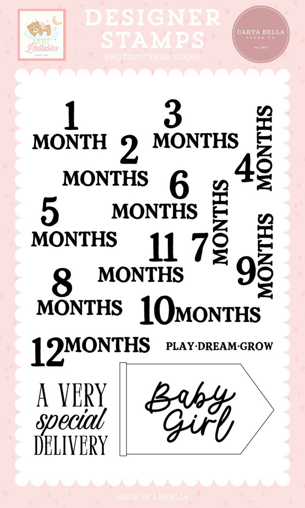 Carta Bella Little Lullabies Baby Girl - Baby Girl Months Stamps