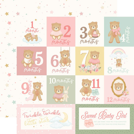 Carta Bella Little Lullabies Baby Girl - Months Journaling Cards