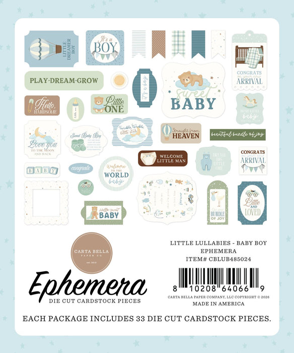 Carta Bella Little Lullabies Baby Boy - Ephemera