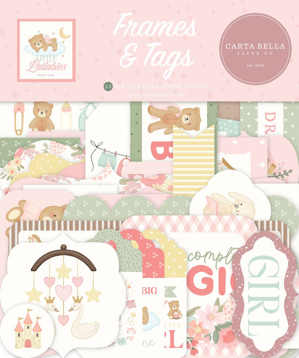 Carta Bella Little Lullabies Baby Girl - Ephemera Frames & Tags