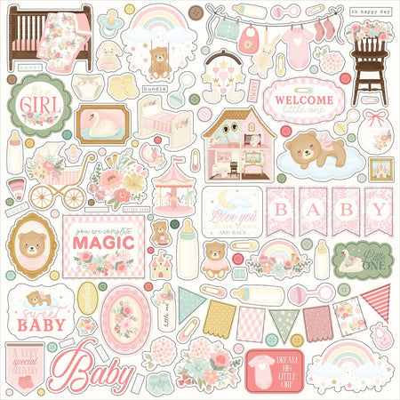 Carta Bella Little Lullabies Baby Girl - Element Stickers