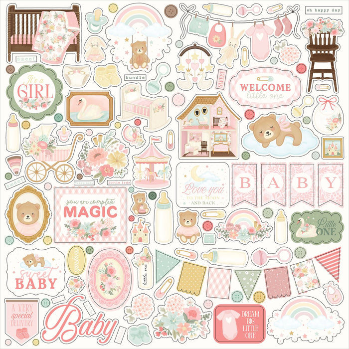 Carta Bella Little Lullabies Baby Girl - Element Stickers