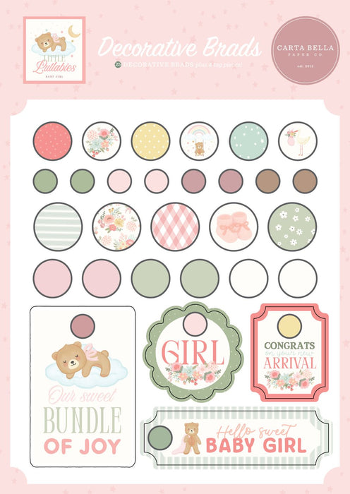 Carta Bella Little Lullabies Baby Girl - Decorative Brads
