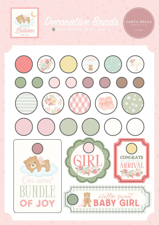 Carta Bella Little Lullabies Baby Girl - Decorative Brads