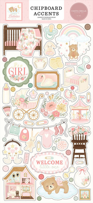 Carta Bella Little Lullabies Baby Girl - Chipboard Accents