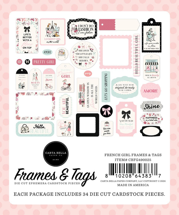 Carta Bella French Girl - Ephemera Tags & Frames