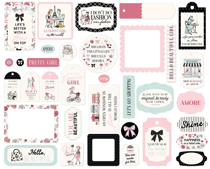 Carta Bella French Girl - Ephemera Tags & Frames