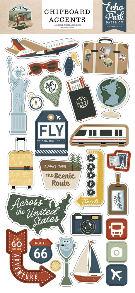 Echo Park It's Time To Travel - Chipboard Accents