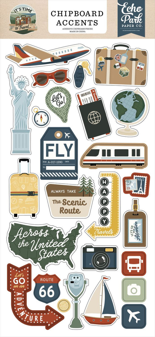 Echo Park It's Time To Travel - Chipboard Accents