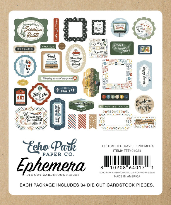 Echo Park It's Time To Travel - Ephemera Icons