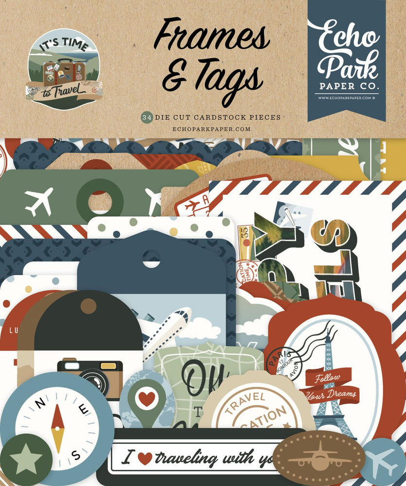 Echo Park It's Time To Travel - Ephemera Frames & Tags