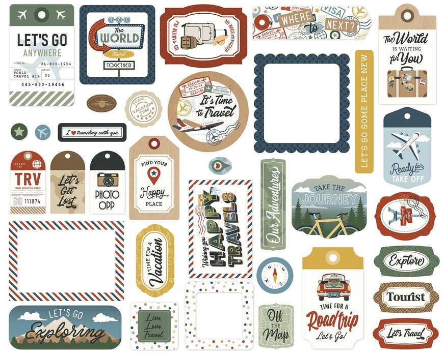 Echo Park It's Time To Travel - Ephemera Frames & Tags