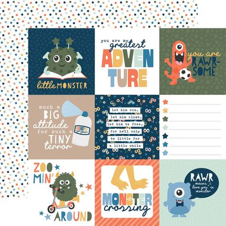Echo Park My Favorite Monster -  4x4 Journaling Cards