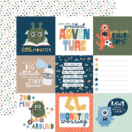 Echo Park My Favorite Monster -  4x4 Journaling Cards