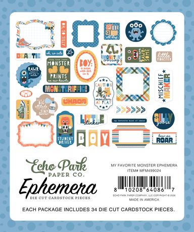 Echo Park My Favorite Monster - Ephemera Icons