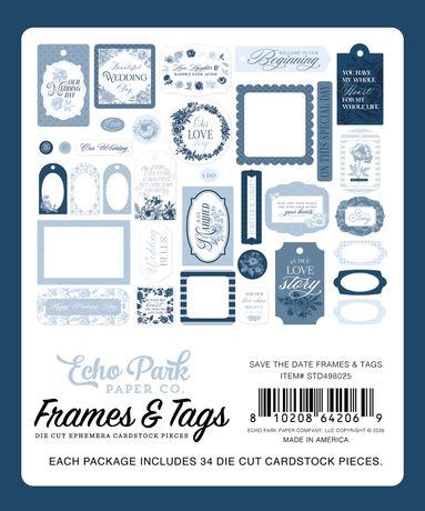 Echo Park Save The Date - Ephemera Frames & Tags