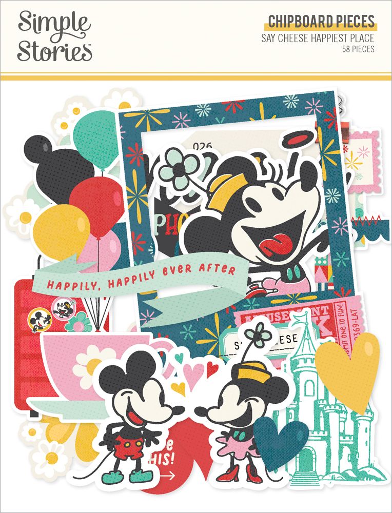 Simple Stories Say Cheese Happiest Place - Chipboard Pieces