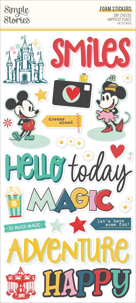 Simple Stories Say Cheese Happiest Place - Foam Stickers