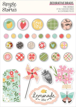 Simple Stories Pink Lemonade - Decorative Brads