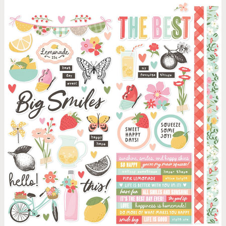 Simple Stories Pink Lemonade - Cardstock Stickers Icons