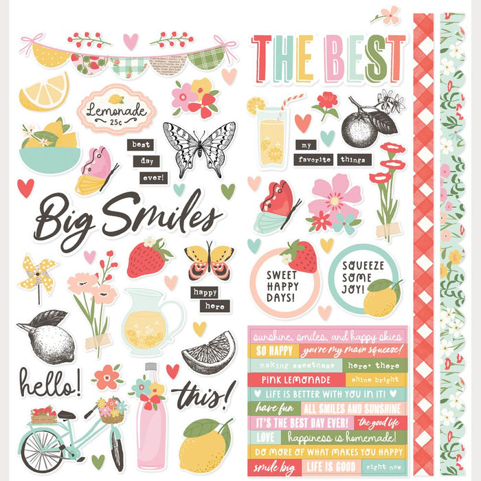 Simple Stories Pink Lemonade - Cardstock Stickers Icons