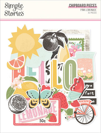 Simple Stories Pink Lemonade - Chipboard Pieces