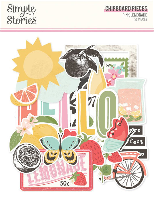 Simple Stories Pink Lemonade - Chipboard Pieces