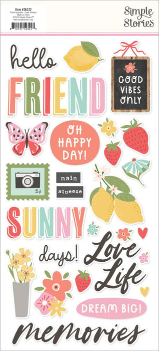 Simple Stories Pink Lemonade - Foam Stickers