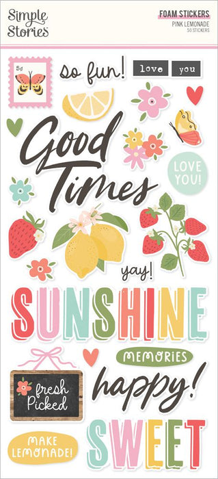 Simple Stories Pink Lemonade - Foam Stickers