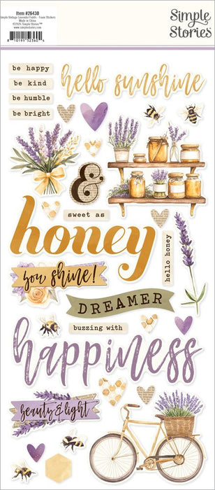 Simple Stories Simple Vintage Lavender Fields - Foam Stickers