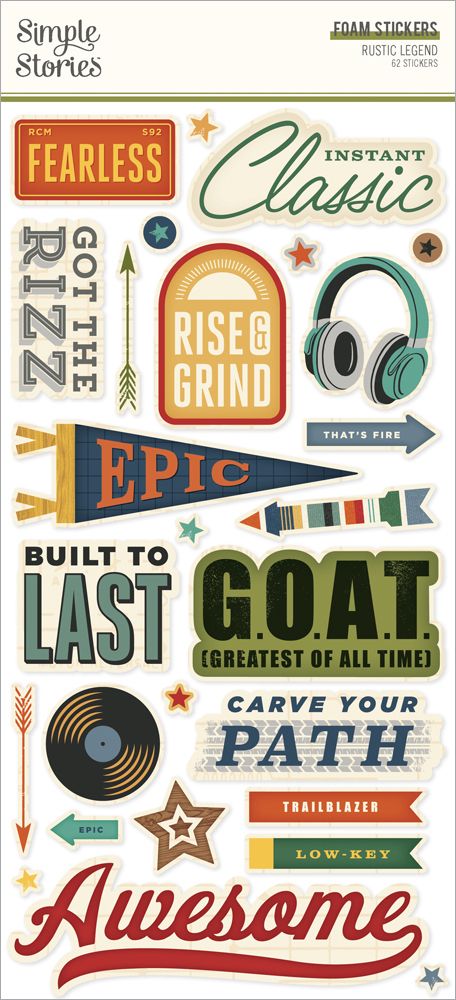 Simple Stories Rustic Legend - Foam Stickers