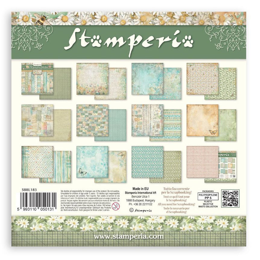 Stamperia Daisy Art - 12x12 Maxi Backgrounds Paper Pack — Papermaze