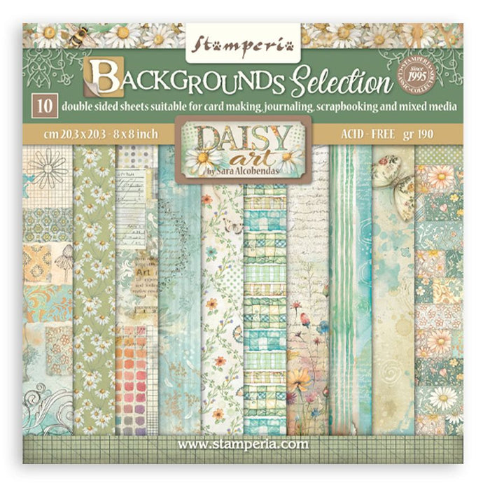 Stamperia Daisy Art - 8x8 Backgrounds Paper Pack